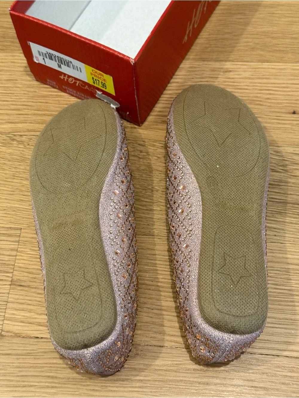 Sparkle Pointed Toe Little Girls Flats in Rose Gold
